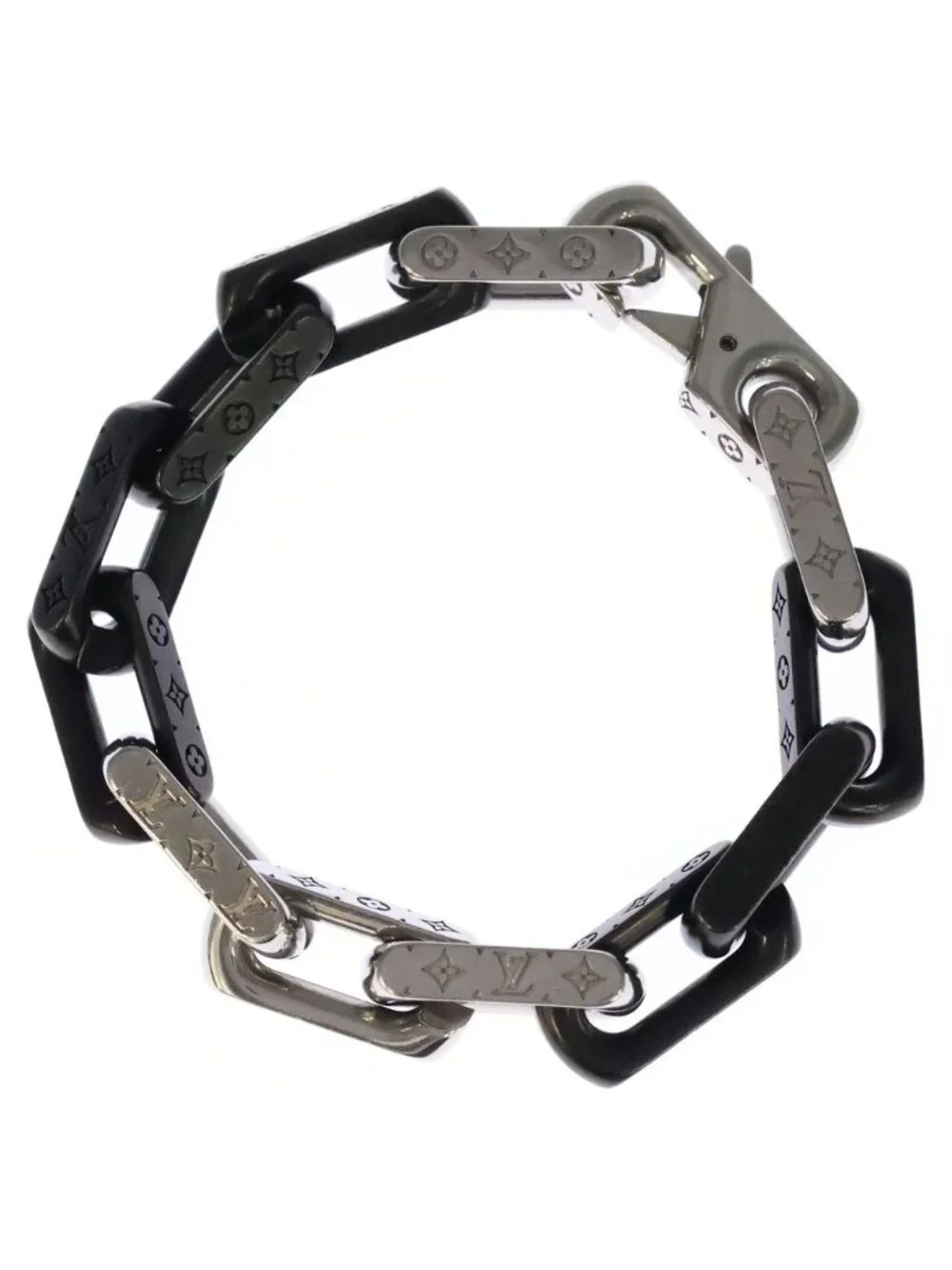 Louis Vuitton Bracelet Monogram Chain Silver Black - Picture 1 of 6